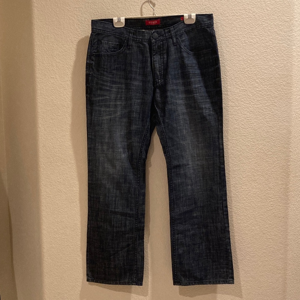 Guess Men's Dark Wash Relaxed Straight Jeans